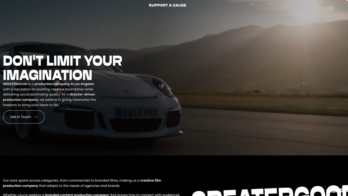 GreaterGood website home page built by Peak Leads, web design for a video production company